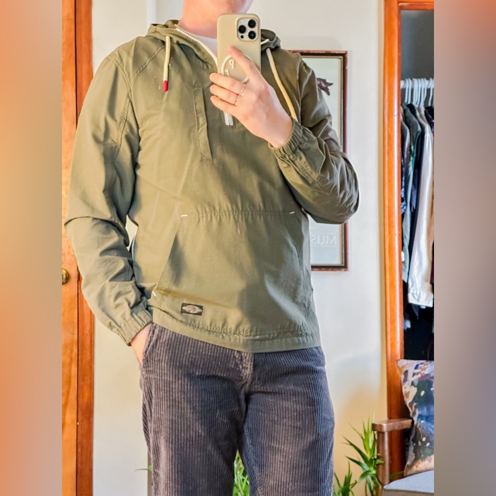 Olive Green Windbreaker Pullover